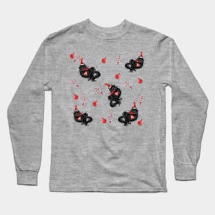 cat christmas candy cane Long Sleeve T-Shirt